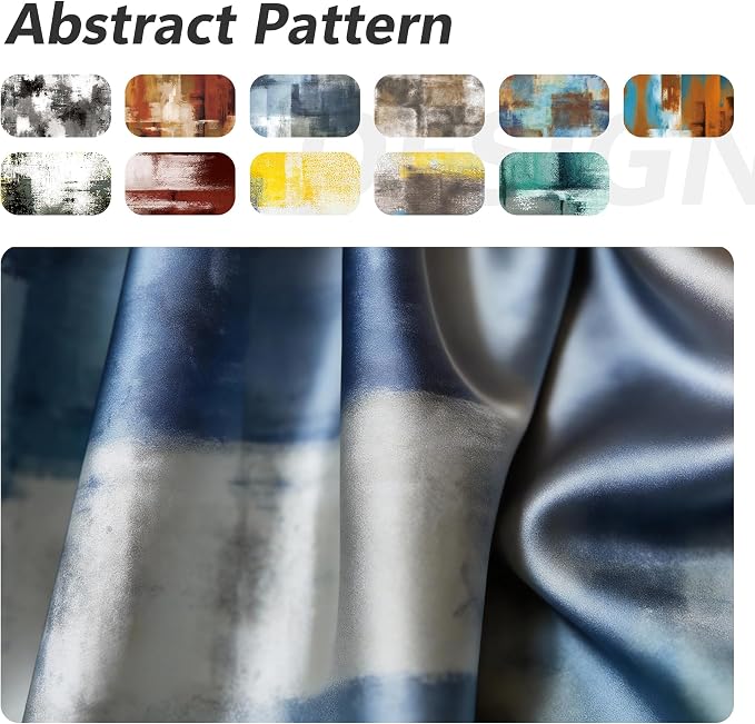 Asuexpect Dusty Blue Abstract Curtains 2 Panels Set Navy Grey Geometric Curtain Modern Chic Window Treatments Decorative for Farmhouse Living Room Bedroom Window 50% Darkening Curtain 52x63 Inch