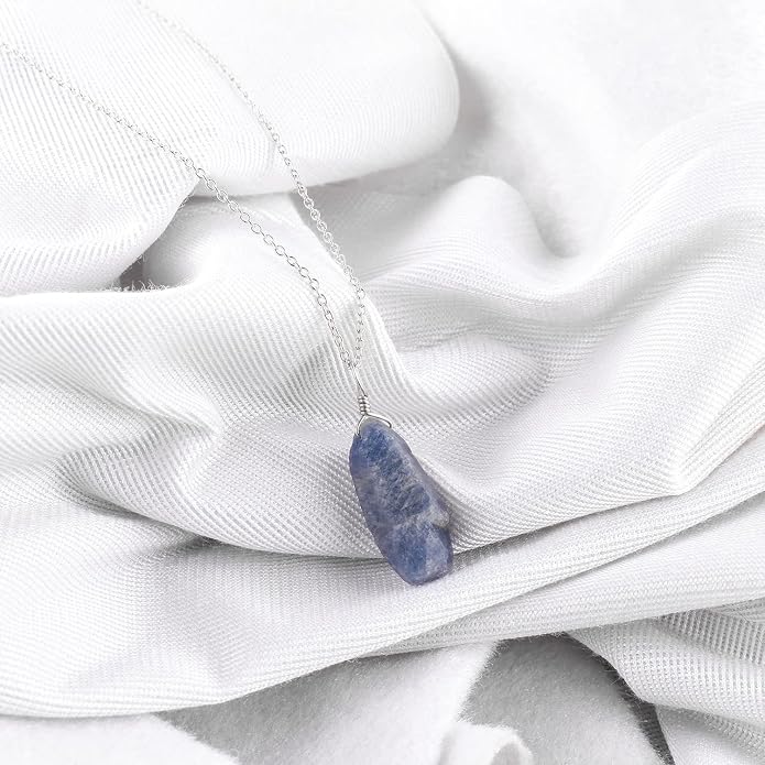 Raw Multi Gemstone Pendant Necklace for Women, Healing Crystal Chakra Stone Birthstone, 925 Sterling Silver Birthday Christmas Gifts for Her