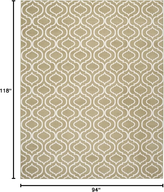 Nourison Home Jubilant Contemporary Olive 7'10" x 9'10" Area -rug, Easy -cleaning, Non Shedding, Bed Room, Living Room, Dining Room, Kitchen (8x10)
