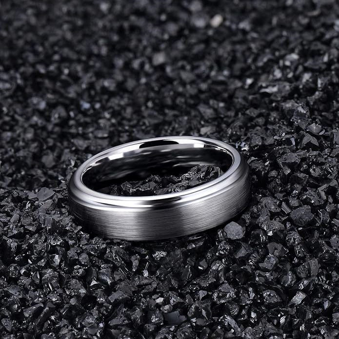 TRUMIUM 4mm 6mm 8mm Tungsten Rings for Men Women Silver Blue Rose Gold Plated Black Tungsten Wedding Band Matte Brushed Finish Comfort Fit Size 4-15