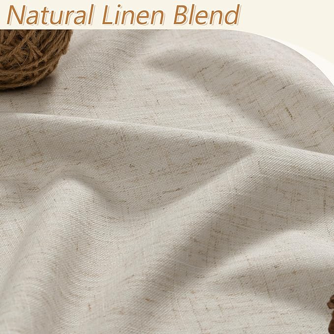 Guken Extra Long 100% Blackout Linen Curtains for Bedroom 102 inches Long, Thermal Insulated Room Darkening Black Out Drapes for Living Room, Back Tab Rod Pocket 2 Panels Set,Grey Beige,52x102