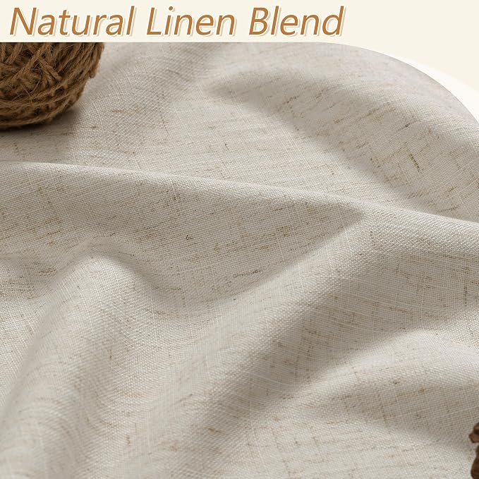Guken 100% Blackout Linen Curtains for Bedroom 90 inches Long, Thermal Insulated Room Darkening Black Out Drapes for Living Room, Back Tab Rod Pocket 2 Panels Set,Grey Beige,52x90
