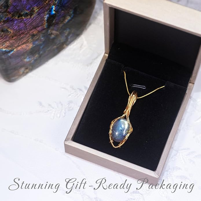 Natural Faceted Labradorite Pendant Necklace – Unique Stone of Magic & Transformation, Iridescent Flash Gemstone Jewelry, Handmade Healing Crystal Gift for Women, Birthday, Anniversary, Spiritual Awakening & Intuition