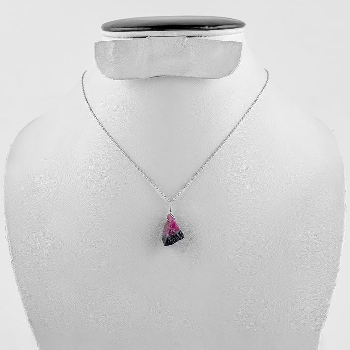 Raw Gemstone Dainty Pendant Necklace for Women, Trendy Healing Chakra Crystal, Birthstone Handmade 925 Sterling Silver Adjustable 18 inch Chain Jewelry, Birthday Gifts