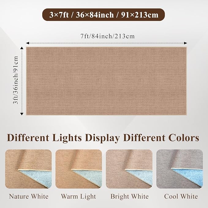 3x7 Kitchen Jute Runner Rug: Non Slip Faux Jute Rugs for Entryway Kitchen | Solid Color & Easy Clean: Thin Indoor Carpet for High Traffic Areas - Boho Rugs for Hallway Bedroom Home Decor Mat(Beige,3x7)