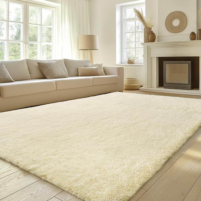 Sour Lemon Area Rugs 9x12 Living Room Bedroom, Large Fluffy Shag Rug | Shaggy Carpet, Soft Plush Furry Bedside Rugs, Anti Slip, Washable Area Modern Rugs Floor Mat for Kids Girls Boys Living Room