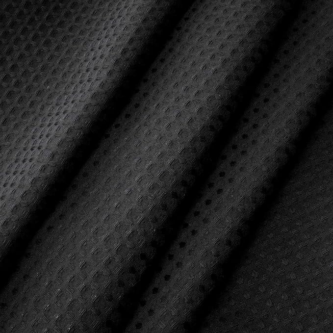 River Dream Heavyweight No Hooks Required Dotted Waffle Weave Shower Curtain with Snap in Liner - 71W x 80H,Hotel Grade,Spa Like Bath Curtain,Graphite Black