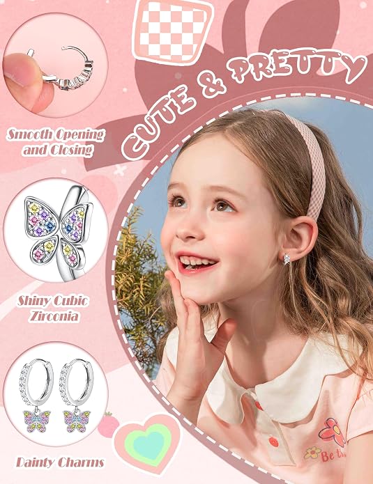 LOYALLOOK 14Pairs Hypoallergenic Screwback Earrings for Women Girls Tiny CZ Pearl Ball Heart Flower Screw Back Earring Studs 316L Stainless Steel Stud Earrings Flatback 20G Over 3 Years Old