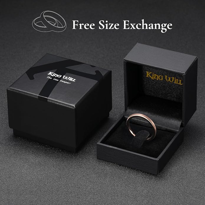 King Will Wedding Band for Men Women, 2/4/6/7/8mm Domed Matte Brushed Tungsten Carbide Rings, Solid/Dual Color Engagement Rings, Comfort Fit