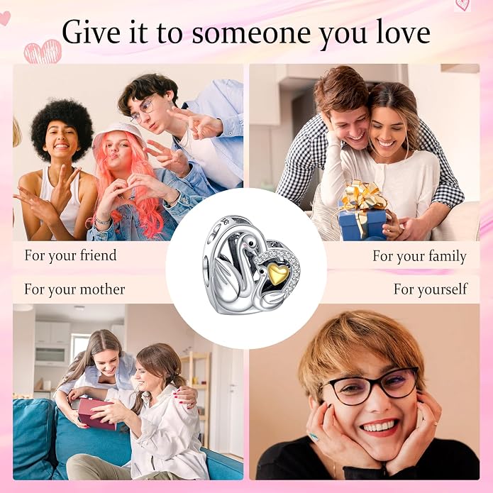 NINGAN 925 Sterling Silver Charm Golden Love Charm Buckle Safety Chain Travel Bead Firefly Dragonfly Pendant, Suitable for Women Bracelet and Necklace as Gift from Mom and Friends