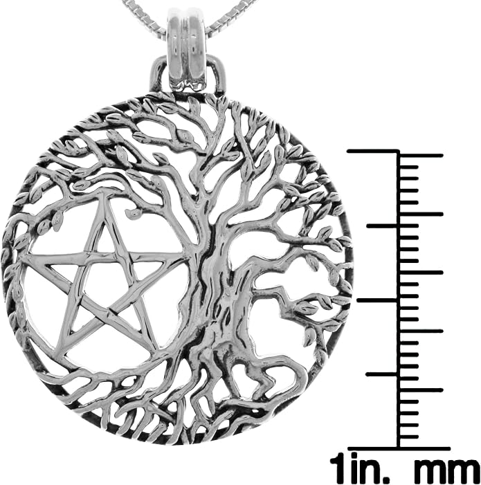 Jewelry Trends Sterling Silver Pentacle Tree of Life Wiccan Pendant Necklace 18"