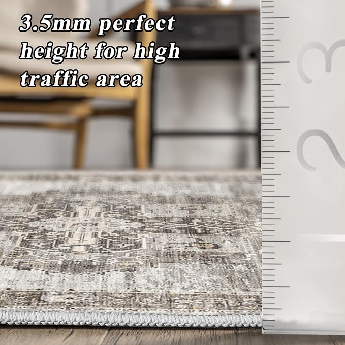 RUUGME Washable 8x10 Area Rugs - Large Rugs for Living Room Stain Resistant Carpet Vintage Rugs for Bedroom with Non Slip Backing Home Decor Floor Decoration Mat (8x10 Grey)
