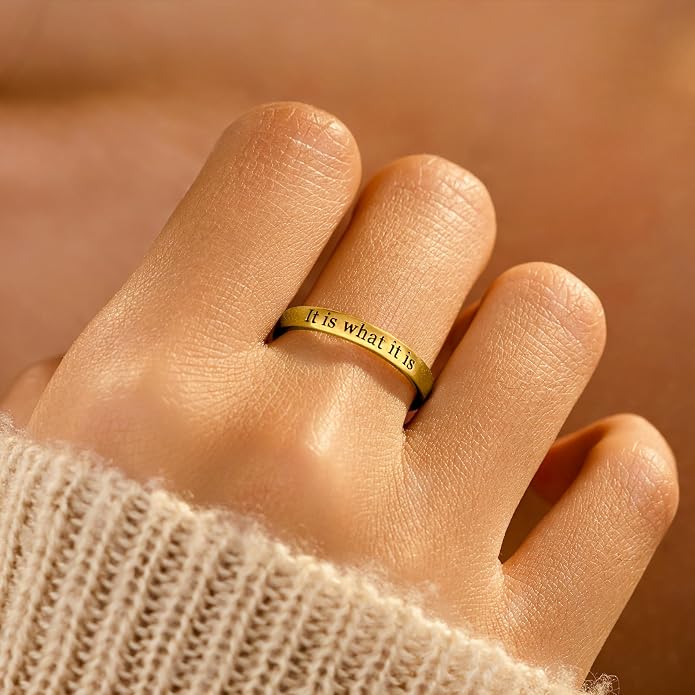 925 Sterling Silver Fuck Rings Fuck What It Was It Is What It Is Ring Self Worth Inspirational Motivation Ring for Women Men Friendship Ring Self Love Faith Hope Rings Jewelry Encourage Gift