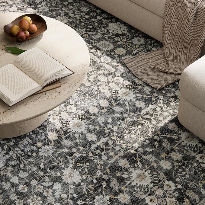 Washable Rugs for Living Room: 10x14 Area Rugs for Bedroom Ultra Soft Non-Slip Stain Resistant Vintage Boho Large Carpet for High-Traffic Dining Room - Farmhouse Decor