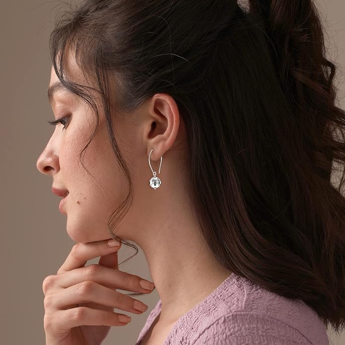 LeCalla 925 Sterling Silver Drop Ear Cuffs Earrings | Lightweight Threader Wire Shaped Teardrop Dangle Earring for Women | Hypoallergenic Piercing Gifts for Her