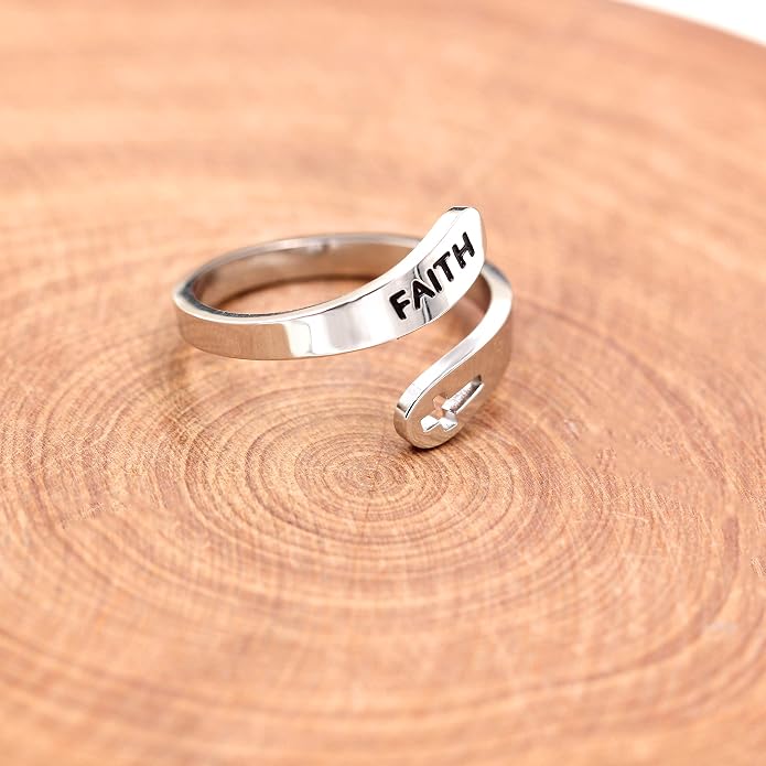 Uloveido Adjustable Inspirational Flying Dandelion Double Stainless Steel Freedom Ring Bands Cool Stacking Gift for Women, Engraving Rings Motivational Gift Y2004