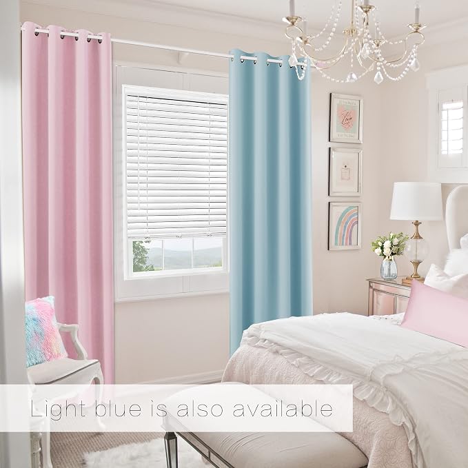KOUFALL Thermal Insulated Curtains for Kids Bedroom Nursery Girl, 8FT Floor to Ceiling, Grommet Black Out Curtains 96 Inch Long 2 Panels Set, Bubble Gum Pink