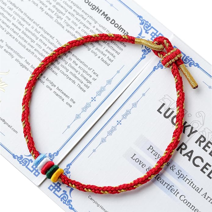 Tibetan Monk Blessed Handmade Lucky Red String Bracelet for Women Men- 5-Color Sutra Flag, MeaningfuL Gift for Luck,Health,Wealth,Peace,Anti-anxiety in Anniversary, Birthday, Graduation...