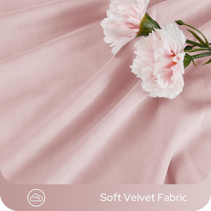 HOMEIDEAS 100% Blackout Pink Velvet Curtains, Thermal Noise Reduction Luxury Velvet Curtains for Bedroom Preppy Room Decor, Living Room, 52 X 108 Inch, 2 Panels