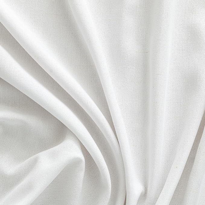 MIULEE Non-See-Through Privacy Linen Curtains 52W x 63L Inch Pure White | 2 Panels, Light Filtering, Semi Sheer Window Curtains, Farmhouse Textured, Back Tab Drapes for Bedroom Living Room