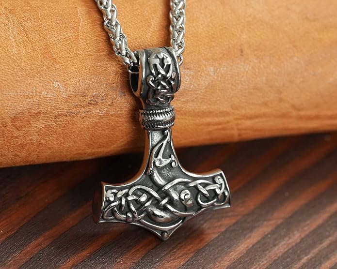 Baldur Jewelry - Thors Hammer Necklace Pendant Mjölnir - Viking Norse Thor Hammer Pendant Viking Jewelry - Thor Necklace - Thor Gifts for Men - Viking Necklace for Men