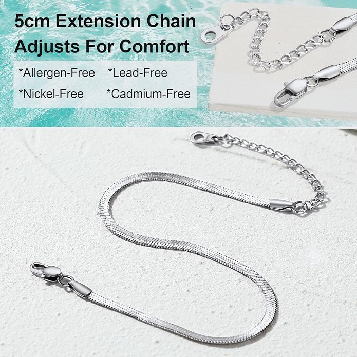 GoldChic Adjustbale Link Chain Anklet for Women Summer Jewelry, 316L Stainless Steel Figaro/Wheat/Twist Rope/Cuban Foot Bracelet-Waterproof, Resizable 9"-12" (Gift Box Included)