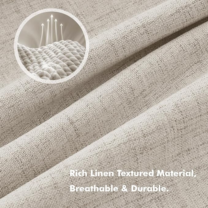 MIULEE 100% Blackout Linen Curtains for Bedroom 42 x 84 Inch Stone 2 Panels | Thermal Insulated, Room Darkening Drapes for Living Room, Back Tab Rod Pocket Pinch Pleated, Solid Luxury Decor