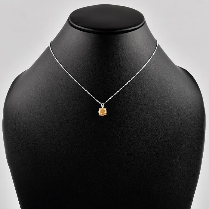 OdrillionGems Natural Gemstone Pendant Necklace, 925 Sterling Silver, Healing Crystal, Birthstone, Round Faceted, Handmade, Women Jewelry, Christmas Gift 16+2inch