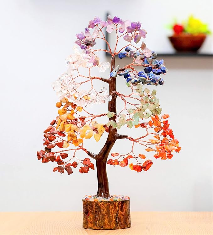 Crocon® 7 Chakhra Crystals Tree, Birthday Gifts for Women & Men, House Decor for Shelf, Healing Crystals, Spiritual Gift Decor, House Warming Gifts New Home, Birthday Gift for Mom Sister