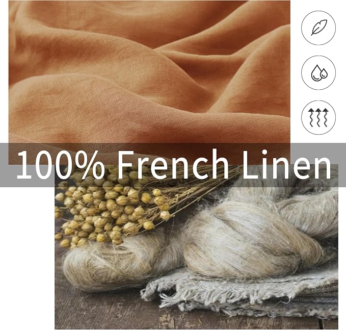 ATLINIA Linen Pillow Cases Euro Sham - 26 x 26 Inch Bed Pillow Protector Cover Set of 2 Bedding Cooling Neutral Pillowcase Shams Rust