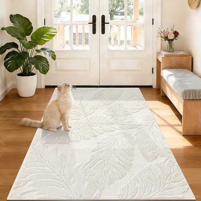 Pauwer Area Rugs for Living Room 3x5, Machine Washable Non Slip Rug, Beige | Neutral Boho Modern, Soft Fluffy Indoor Floor Carpet, For Bedroom Dining Room Nursery Kids Room Dorm