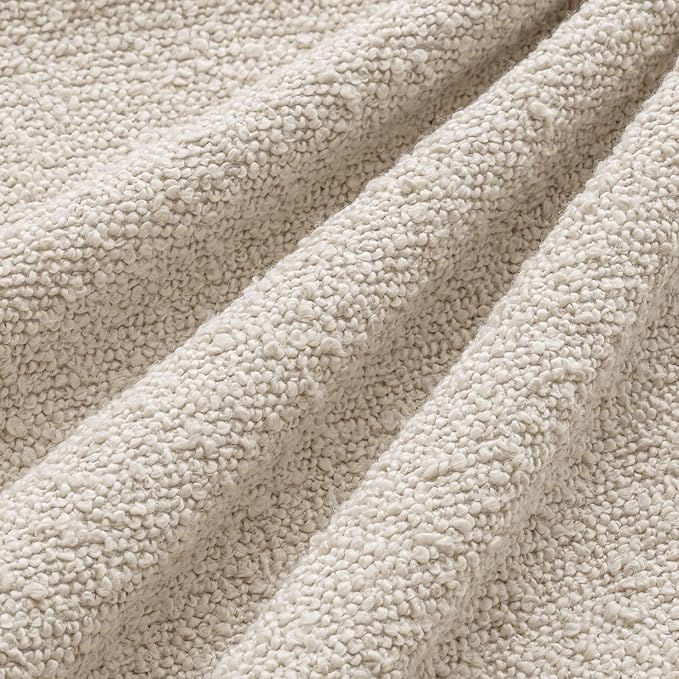MIULEE Decorative Boucle Throw Pillow Covers 18x18 Inch Beige Set of 4 | Textured Accent Solid Pillow Cases Soft Couch Cushion Covers for Modern Farmhouse Boho Sofa Bed Livingroom Home Decor
