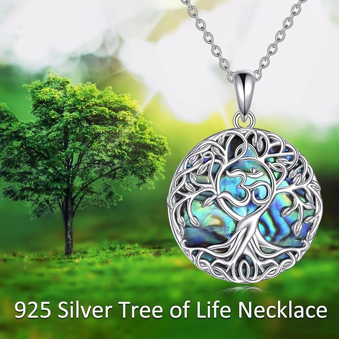 YFN Tree of Life Necklace Sterling Silver Celtic Knot Tree Pendant Jewelry Gifts for Women Men