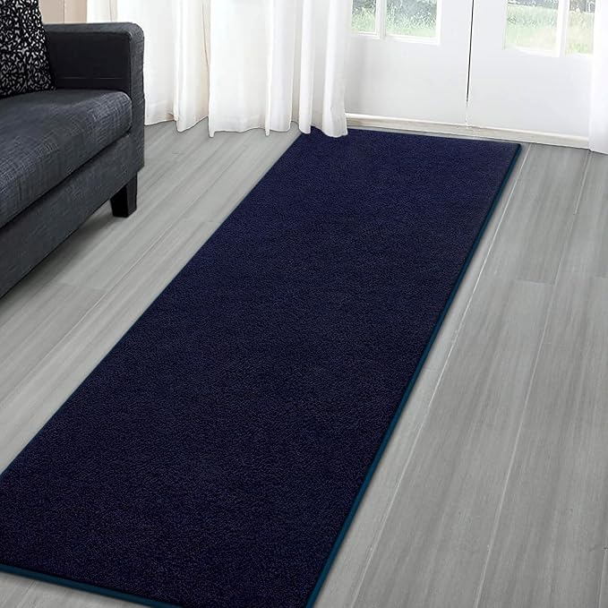 Gifeas Ultra Soft Modern Runner Rugs for Living Room Bedroom, 2x6 Feet Navy Blue Thickened Memory Foam Indoor Solid Minimalist Carpets, Non-Slip Comfy Area Rug for Boys Girls Nursery Room Home Decor