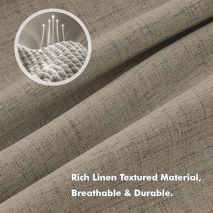 MIULEE 100% Blackout Linen Curtains 42 x 84 Inch Faux Linen 2 Panels | Thermal Insulated, Room Darkening Drapes for Bedroom Living Room, Back Tab Rod Pocket Pinch Pleated, Solid Luxury Decor