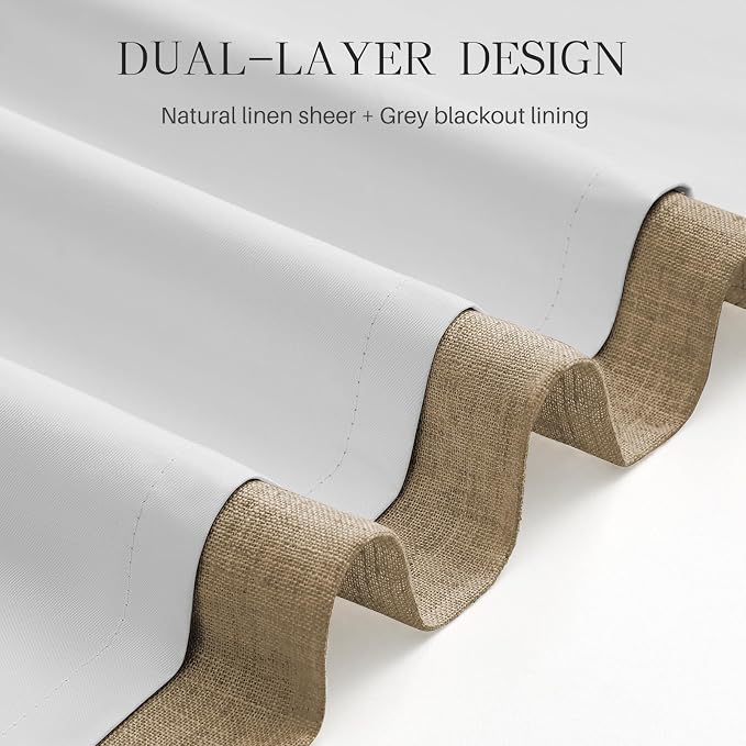 Pinch Pleated Curtains 100% Blackout Linen Curtains 108 Inches Long for Bedroom Living Room, Sand Color Memory Trained Thermal Insulated Room Darkening Window Drapes with Hooks 2 Panels 40"Wx108"L