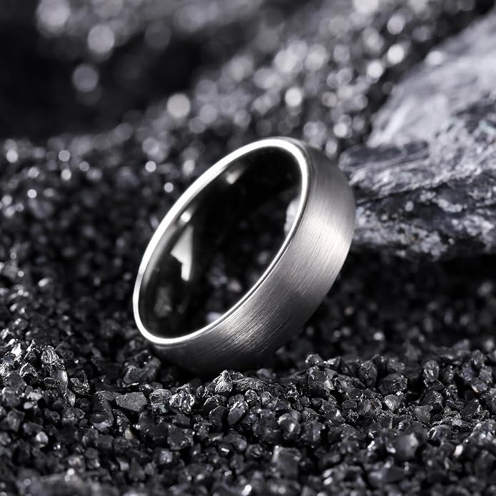 King Will Wedding Band for Men Women, 2/4/6/7/8mm Domed Matte Brushed Tungsten Carbide Rings, Solid/Dual Color Engagement Rings, Comfort Fit