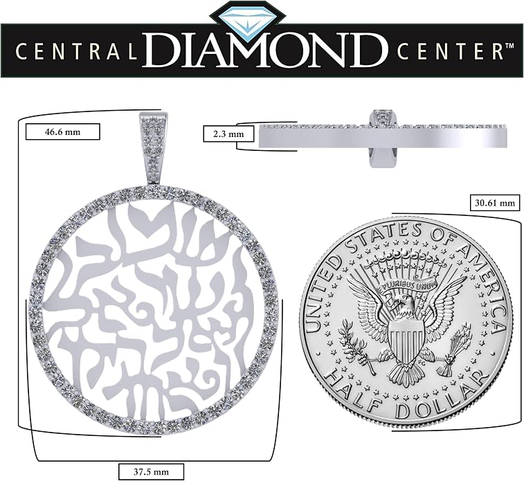 Central Diamond Center Shema Israel Full Hebrew Prayer Pendant Necklace in Solid Sterling Silver