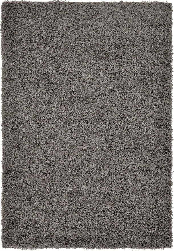 Unique Loom Solid Shag Collection Area Rug (4' 1" x 6' 1" Rectangle, Graphite Gray)