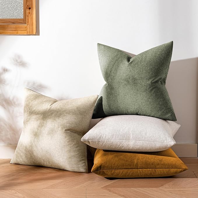 a moment Waterproof Throw Pillow Covers Set of 4,22x22 Inch Outdoor Stain Resistant Pet Friendly Pillowcases Cushion Covers for Patio Sofa and Living Room,Dune Grove