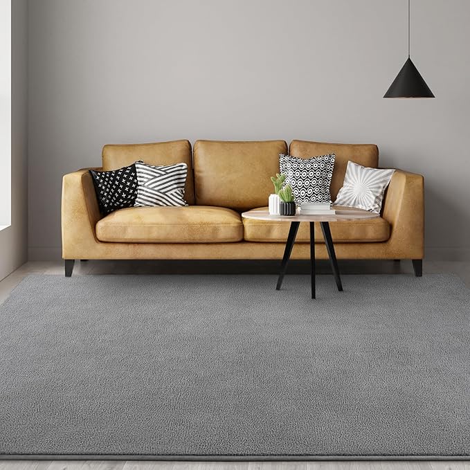 Gifeas Large Ultra Soft Modern Area Rugs for Living Room Bedroom, 7x10 Feet Grey Thickened Memory Foam Indoor Solid Minimalist Carpets, Non-Slip Comfy Rug for Boys Girls Nursery Room Home Decor
