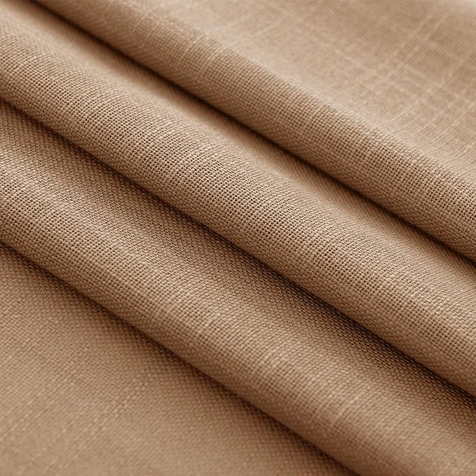 Brown Curtains for Living Room Back Tab Modern Farmhouse Semi Sheer Curtains 102 inches Long 2 Panels Set Muted Neutral Window Curtain for Dining Room Bedroom 52x102