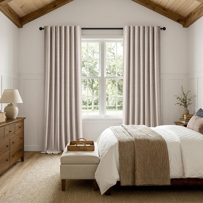 MIULEE 100% Blackout Linen Curtains for Bedroom 42 x 63 Inch Khaki 2 Panels | Thermal Insulated, Room Darkening Drapes for Living Room, Back Tab Rod Pocket Pinch Pleated, Solid Luxury Decor