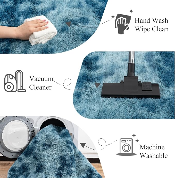 Large Area Rug for Living Room Bedroom 5x7 Tie-Dyed Purple Shag Rug | Ultra Soft Fluffy Shaggy Plush Fuzzy Modern Indoor Throw Floor Carpet for Kids Girls Boys Dorm Nursery Home Decor Aesthetic