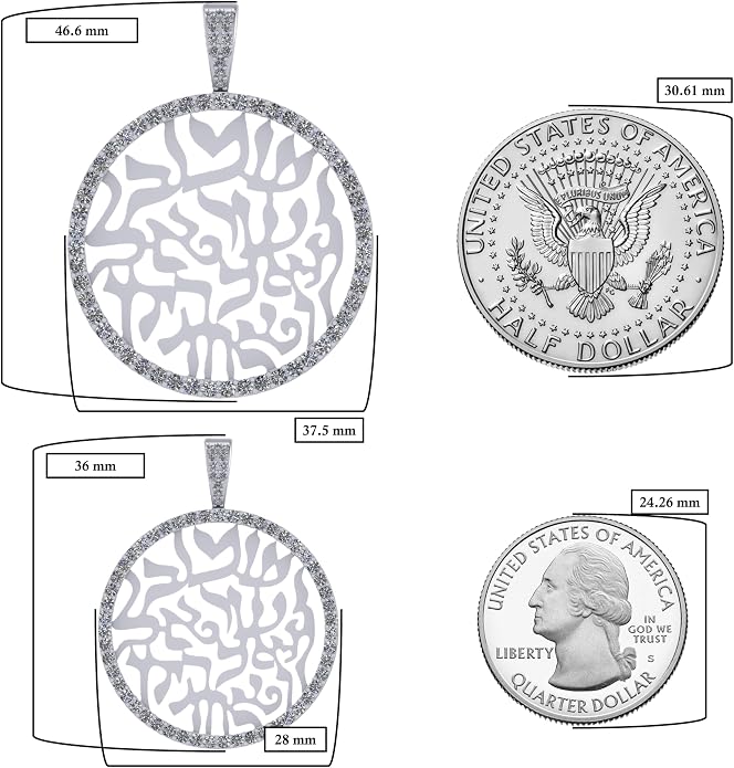 Central Diamond Center Shema Israel Full Hebrew Prayer Pendant Necklace in Solid Sterling Silver
