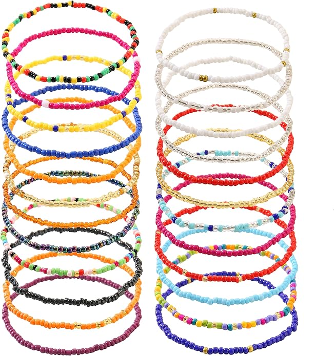Beaded Anklets for Women Handmade Boho Beaded Ankle Bracelets Colorful Beads Foot Anklets for Women