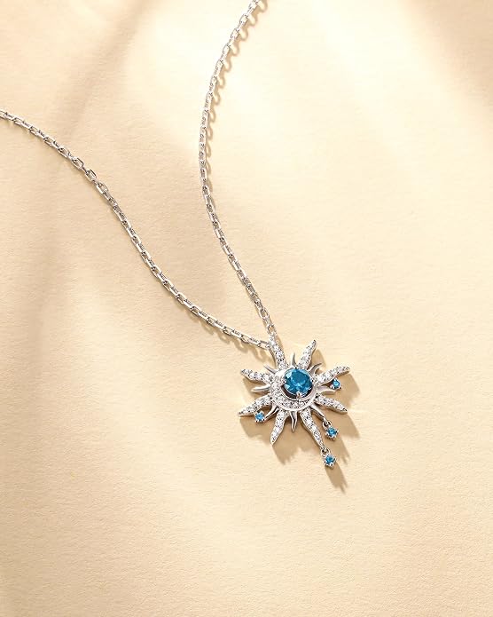 FANCIME Soluna Nexus Necklace for Women Sterling Silver Moon Jewelry Sun Pendant Fine Jewelry Gemstone Birthday Mothers Day Gifts for Wife