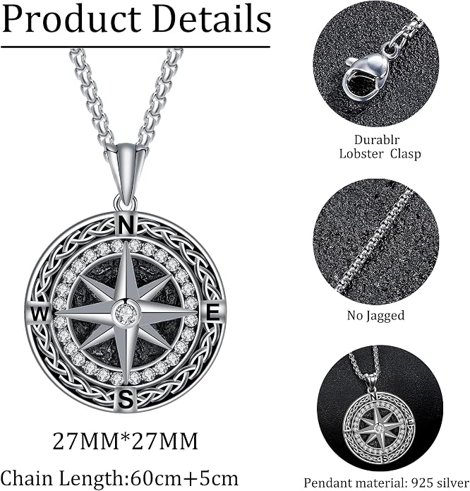 925 Sterling Silver Necklace for Men Women, Birthday Keepsake Jewelry Gifts for Mom Dad Friend