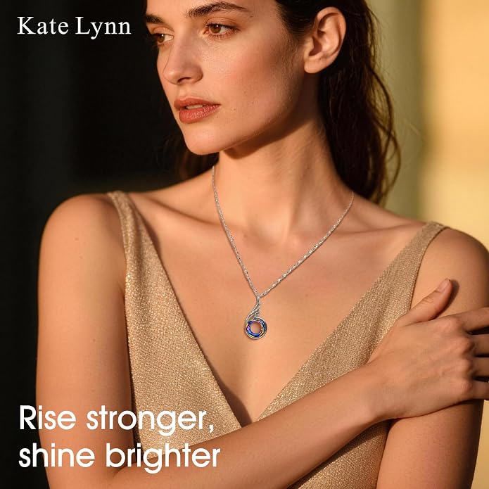 Kate Lynn "Rise From the Ashes Phoenix Necklace Made with Crystals from Austria, 18"+2" Necklace, Packaged with Jewelry Box, Birthday Gift for Women, Symbol of Luck and Renewal