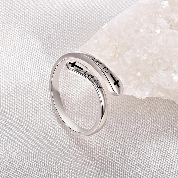 Fookduoduo 925 Sterling Silver Ring Inspirational Jewelry adjustable Wrap Open Rings for Women